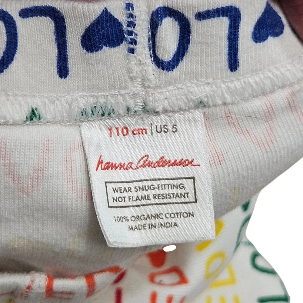 Hanna Andersson Kids Pajamas Set Long Sleeve US 5 Rainbow Loved Organic Cotton‎